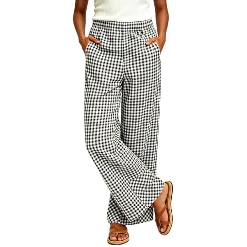 Gingham Pants Women 2026 Business Casual Black X-Large - Image 1