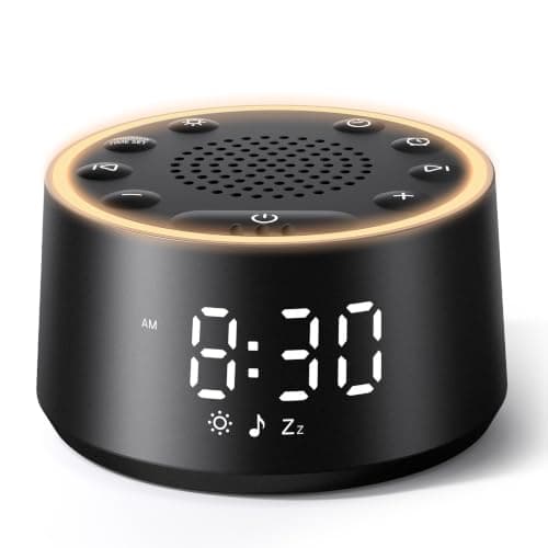 Dreamegg Sound Machine for Sleep - D1 Nova White Noise Sound Machine for Baby Adult with Alarm Clock, Soothing Sounds, Dimmable, White Noise Alarm Clocks for Bedrooms Heavy Sleepers Travel, Black - Image 1