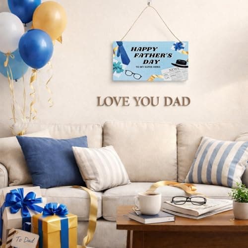 Double Sided Mothers Day Fathers Day Decorations, Reusable Hanging Wooden Sign for Wall Door Farmhouse Home Decor, Happy Mother’s Day Happy Father’s Day 2 in 1 Wood Sign for Indoor Outdoor Use - Image 1