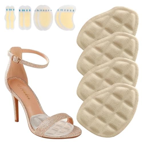 Niifawh Ball of Foot Cushions for Women 2 Pairs | 8ct Gel Blister Bandages for Feet, Blister Cushion for Heel, Toe, No Slip Metatarsal Pads for Reduce Heel, Toe & Foot Pain, Beige - Image 1