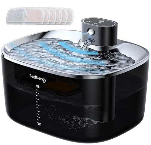 FEELNEEDY Wireless Cat Water Fountain, No Pump for Easy Cleaning, 4000mAh Detachable & Rechargeable Battery, Motion Sensor with Low Water & Power Alerts - Includes 6 Filters (4L/135oz) - Image 1