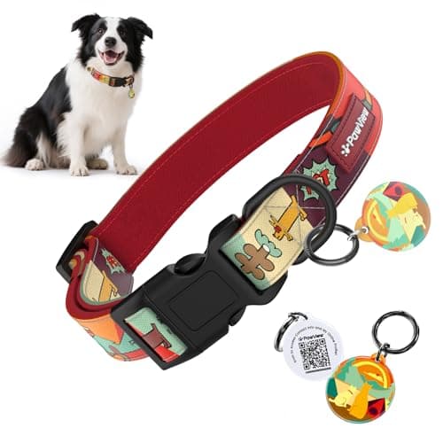 Anti-Lost Dog Collar with Smart QR ID Tag – Instant Scan to Contact Owner, No Battery No GPS Digital Pet ID Collar, Quick Release Soft Adjustable with Secure Metal D-Ring, Red - Image 1