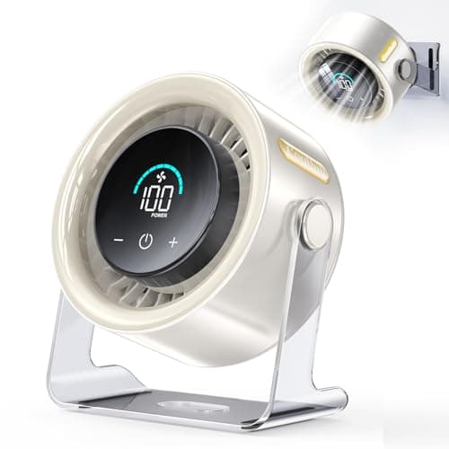 Coolhill Cordless Wall Mounted Fan, Small Rechargeable Wall Fan for Bedroom and Kitchen, 100 Speeds Quiet Fan with Digital Display, 120° Tilt 2-in-1 Portable Desk Fan for Bunk Bed(White) - Image 1