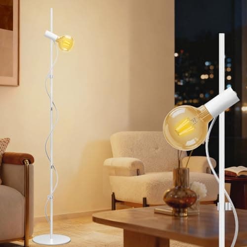 MOSLIAN Floor Lamp for Living Room,Adjustable Height&Dimmable&Rotatable lamp Head Standing Floor Lamp,2200K Warm Ambiant Lighting with Amber Clear Bulb for Living Room,Bedroom (Bulb Included) - Image 1