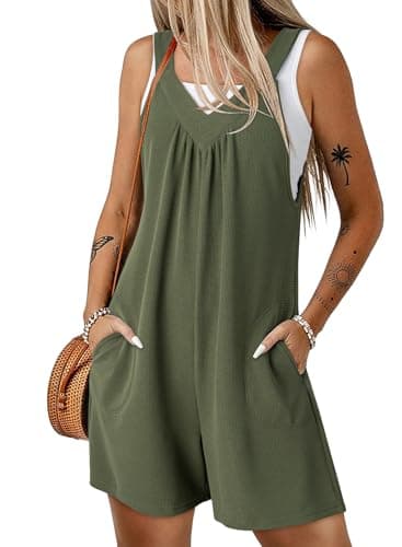 Dokotoo Teen Girls Jumpsuit Shorts Travel Outfits Loose Spaghetti Strap Shorts Maternity Rompers With Pockets 2026 Fashion Light,Fern Green X-Large - Image 1