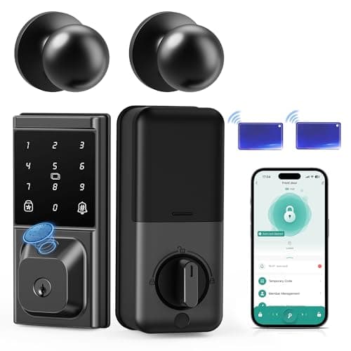 IBLOG Smart Deadbolt Lock with Knob Handle, Keyless Entry Door Lock Set, Fingerprint, Touchscreen Keypad, APP Control, Temporary Passcode, Auto Lock, IP54 Waterproof, Easy Install for Front Door - Image 1