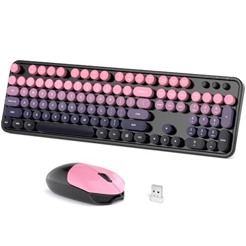 Dilter Wireless Keyboard and Mouse Combo, Retro Typewriter Keyboard with Round Keycaps, Full-Size Ergonomic, Ideal for Windows PC, Home, Office, College - Image 1