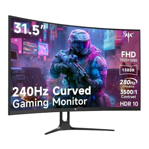 KTC 32 Inch 280Hz 240Hz Curved Gaming Monitor, FHD 1500R PC Monitor 1080P, Adaptive-Sync, HDR, 128% sRGB, 3500:1 Contrast, HDMI/DisplayPort, VESA Compatible, H32C5 - Image 1