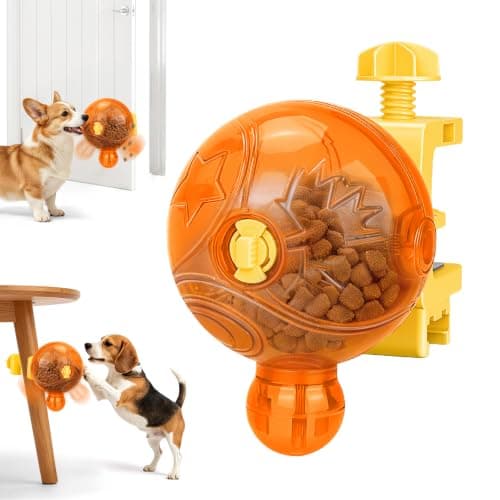 AOFANPET Cat Slow Feeder Puzzle Toy with Clamp Mount, Interactive Spinning Ball Treat Dispenser, Adjustable Feeding Openings for Dry Food, Enrichment Food Dispenser for Indoor/Outdoor, Cats/Small Dogs - Image 1