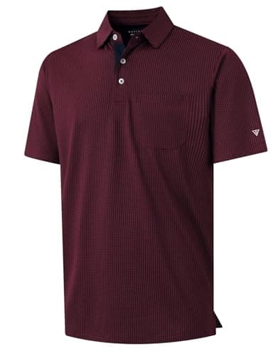 M MAELREG Mens Golf Shirt Short Sleeve Dry Fit Performance Pocket Casual Jacquard Collared Polo Shirts for Men - Image 1