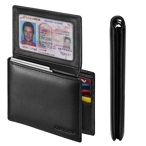 RUNBOX Leather Wallet for Men, Genuine Leather Mens Wallet Bifold Rfid Blocking with 12 Cards and 2 ID Windows, Minimalist Wallet for Men with Gift Box - Image 1