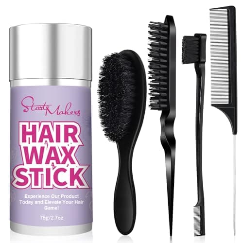 START MAKERS Hair Wax Stick and Slick Back Hair Brush Set for Women Kids Men 5PCS, with Edge Brush, Teasing Brush, Rat Tail Comb & Mini Boar Bristle Brushes for Flyaways, Control, Sleek, Ponytail Buns - Image 1
