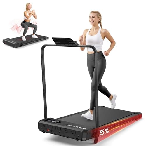 Foldable Under Desk Treadmill with Incline - Compact Portable Walking Pad with Handle Bar for Home Office Small Spaces, LED Display & Remote Control - Image 1
