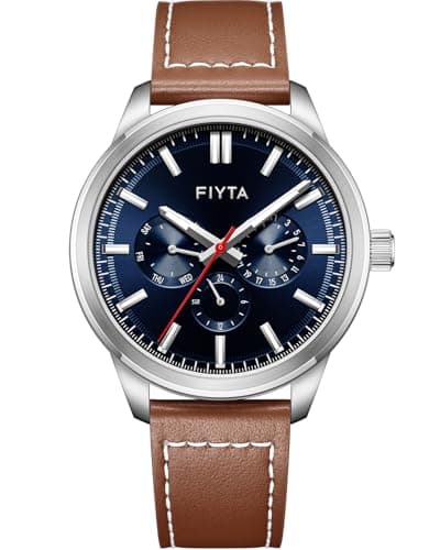 FIYTA Men's Quartz Watch Gold Watch Leather Strap - Image 1