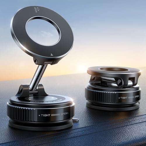 JOYROOM Vacuum Magnetic Phone Holder for Car, Strongest Suction Cup Phone Mount, 360° Adjustable Magsafe Car Mount, Foldable Car Phone Holder for iPhone 17 Pro Max 16 15 14 13 12 Plus/Android