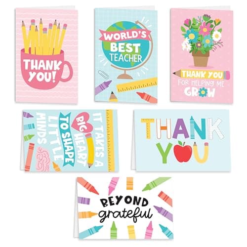 Hadley Designs 24 Teacher Thank You Cards with Envelopes - 6 x 4 Teacher Appreciation Cards Bulk, End of School Year, Graduation 2026, Teachers Appreciation Week, Thank You Teachers Card from Student - Image 1