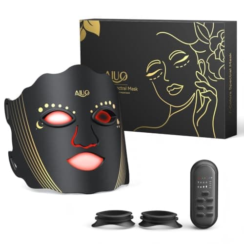 AIUO Red Light Therapy for Face, LED Face Mask Light Therapy, Rechargeable Red Light Therapy Mask for Face with Comfortable Light-Blocking Eye Protection & Timing Function At Home, Black - Image 1