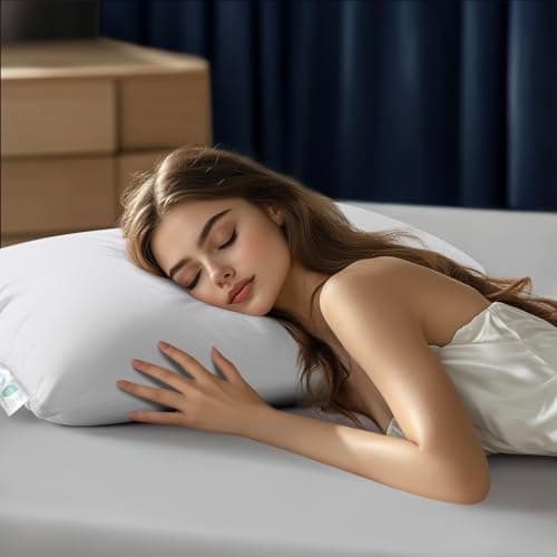 Acnalboma Luxury Down Pillow King, Hotel Quality Bed Pillows for Sleeping, 3-Chamber Premium Down Pillow Fluffy Soft for Side, Back Sleepers, 400 Count Cotton Shell, 1 Pack, 20"x36" - Image 1