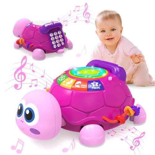 KaeoHye Musical Turtle Baby Toys 6-12 Months,Baby Crawling Toys for 12-18 Months,Early Learning Toy with Light&Sound,Tummy Time Toys Gifts for 3-6 4 5 7 8 9-12 18 Month Boy Girl(Pink) - Image 1
