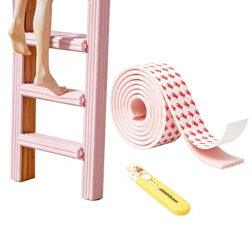 6.5ft Bunk Bed Ladder Pads 3 Inch Wide Thick Foam Step Cover for Kids Loft Bed, Non-Slip Soft Stair Edge Protector for All Furniture Safety with Cute Cutter (Pink) - Image 1