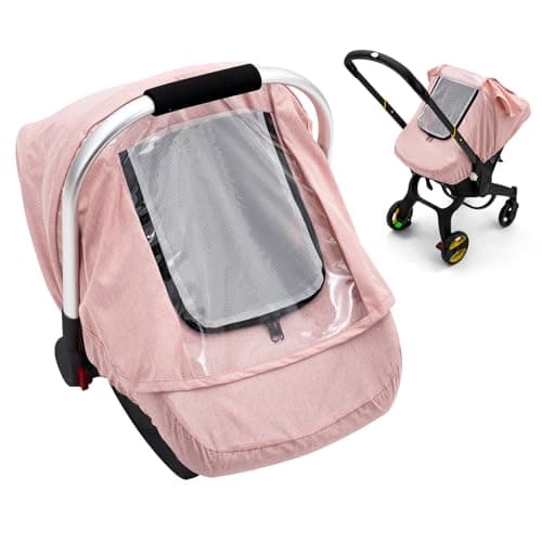 Baby Car Seat Cover, Waterproof Carseat Cover with EVA Transparent Window, Universal Car Seat Rain Cover with Storage Bag, Breathable Baby Carrier Cover for Cold Weather - Image 1