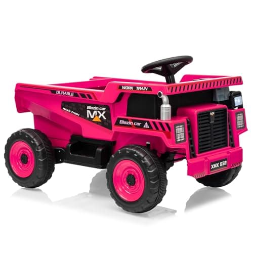Garvee 12V Ride On Dump Truck for Kids, Ride On Car with Remote Control, Construction Vehicles with Dump Bed & Shovel, Ride-On Toys 16.5 in Spacious Seat, Music, Headlights, Soft Start, Pink