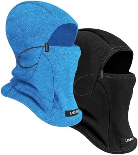 2 Pack Kids Balaclava Ski Mask, Winter Face Mask for Boys Girls, Windproof Face Cover with Adjustable Drawstring (US, Age, 8 Years, 15 Years, Blue+Black) - Image 1
