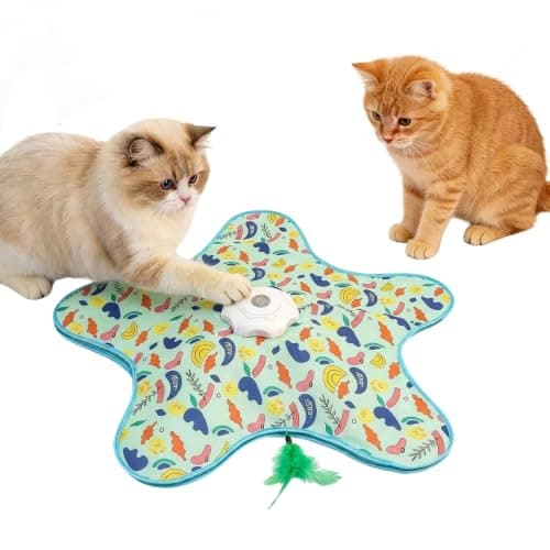 EGBULL Automatic Cat Toy Interactive Hide and Seek Cat Toy Electric Cat Toy with Feather Wand Mouse Sounds Touch Activated USB Rechargeable Kitten Toys for Indoor Cats Self Play Hunting Exercise - Image 1