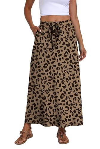 Lepunuo Flowy Skirts for Women Trendy Tiered Boho Midi Skirt with Pockets - Image 1