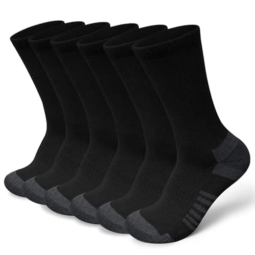 Vanfvok Cotton Crew Socks for Work Hiking, Thermal Warm Winter Boot Sock Cushioned Moisture Athletic Sports Running (6 Pairs) - Image 1