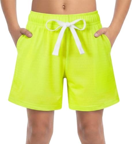 Cozople Boys Athletic Shorts Quick Dry Mesh Lightweight Basketball Shorts for Kids with Pockets Classic Yellow Deep Side Pockets for Camp Sports Running - Image 1