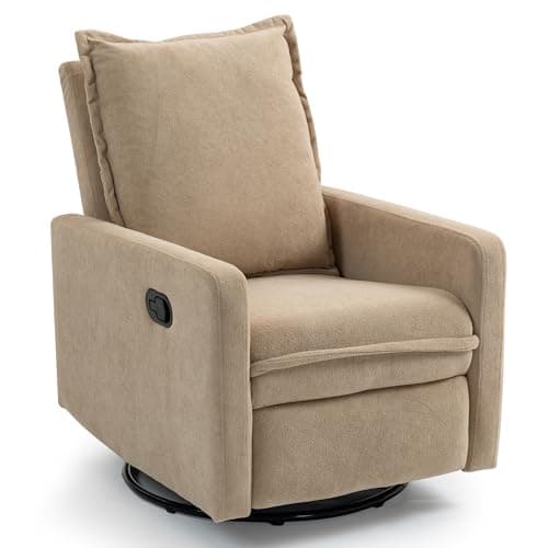 Fachmaih Swivel Rocking Chair Nursery Glider Recliner Manual Swivel Rocker Recliner Comfy Living Room Chairs (Brown) - Image 1