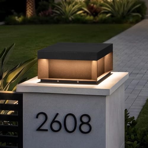 VZVI 11.8'' Outdoor Post Lights Hard Wired, AC100-240V Outdoor Pillar Light, Outside Column Lights IP54 Waterproof, Modern 3000K Column Light Posts for Outside Lamp Pillar Lighting for Deck Patio Post - Image 1
