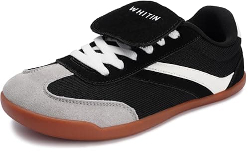 WHITIN Casual Barefoot Shoes for Women Wide Toe Box Zero Drop Sole Sneakers Walking Size 10.5 10.5W Gym Suede Fitness Black 42 - Image 1
