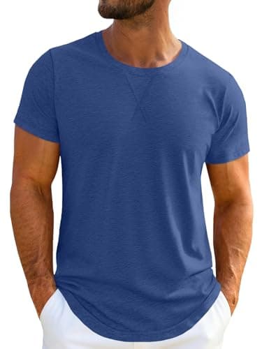 UNCLECAT Mens T-Shirts Short Sleeve Crew Neck T Shirt Casual Summer Classic Basic Tee Shirts Navy Blue - Image 1