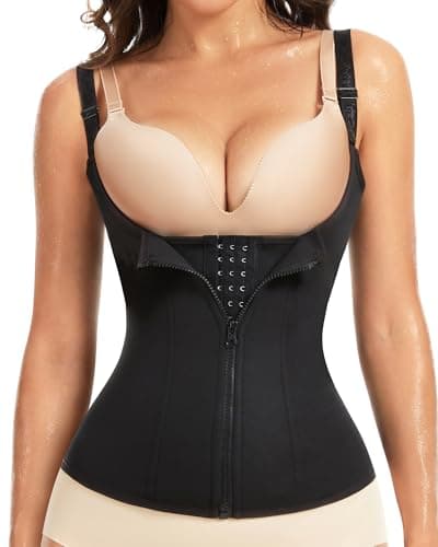 GYDEK Waist Trainer Vest for Women, Neoprene Tummy Control Shapewear Sauna Zipper Corset Body Shaper for Workout, Waist Slimmer & Back Support Shapewear Black - Image 1