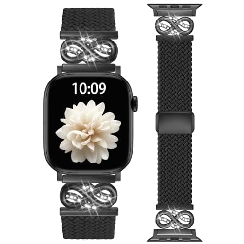 Magnetic Braided Infinity Loops Band Compatible with Apple Watch Bands 44mm 45mm 46mm 49mm, Stretchy Nylon Elastic Sport Replacement Strap Wristband for iWatch Series 11 10 9 8 7 6 5 4 SE/Ultra 3 2 1 - Image 1