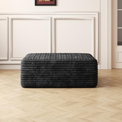 RENDGO 37.4" Cloud Boneless Sectional Couch for Ottoman,Black - Image 1