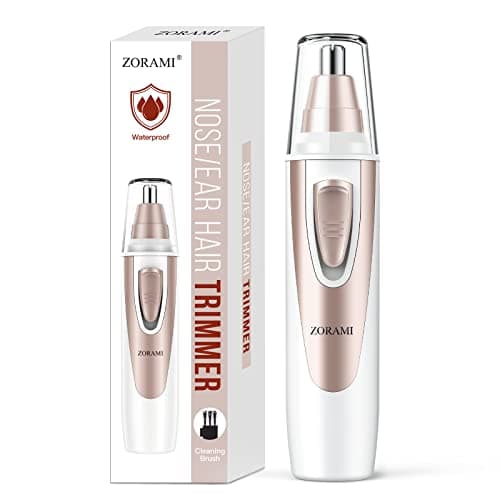 Ear and Nose Hair Trimmer Clipper - 2026 Professional Painless Eyebrow & Facial Hair Trimmer for Men Women, Battery-Operated Trimmer with IPX7 Waterproof, Dual Edge Blades for Easy Cleansing Pink