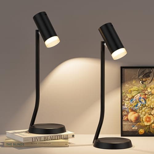 PESUTEN Cordless Table Lamps, Battery Operated Portable Table Light with Magnetic Adjustable Angle Head, 5000mAh Rechargeable Lamp with CCT Dimming for Patio Party Restaurant Dining Home 2 Packs - Image 1
