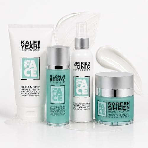SurFACE 4-Step Skincare Gift Set with Niacinamide, Hyaluronic Acid, Squalane and Blue Light Defense – Cleanse, Hydrate, Brighten and Moisturize for Dewy, Glazed Skin – All Glazed Up, Giftable 4-Piece - Image 1