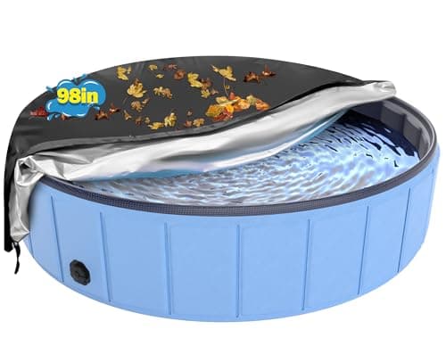 Hyperzoo Large 98 Inch Dog Pool Cover, Waterproof Round Pet Pool Cover with Drawstring, Upgraded 420D Tear-Resistant Outdoor Cover for Collapsible Dog Pools, Kiddie Pools, Wind-Resistant & Dustproof - Image 1