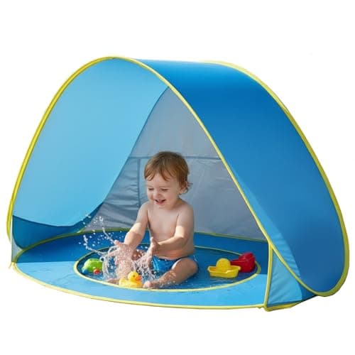 Baby Beach Tent with Pool, Pop Up Beach Tent Sun Shade for Infant Toddlers, Portable UV Protection Shade with Carry Bag for Outdoor Travel, Camping - Image 1