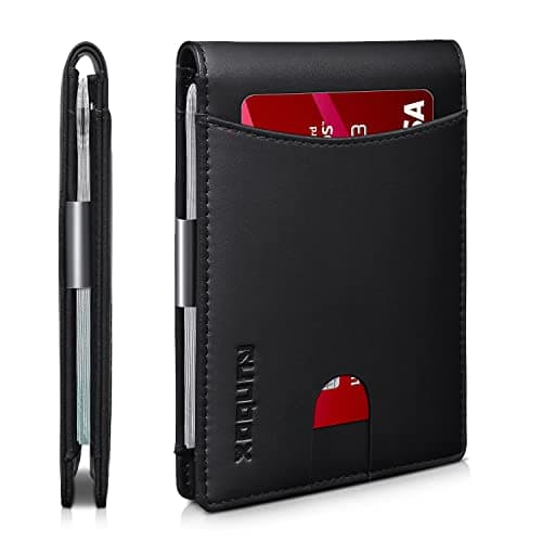 RUNBOX Slim Money Clip Wallets for Men and Teen Boys RFID Blocking 11 Card Holder Minimalist Small Leather Bifold Novelty Men's Wallet Front Pocket Gift Box - Image 1