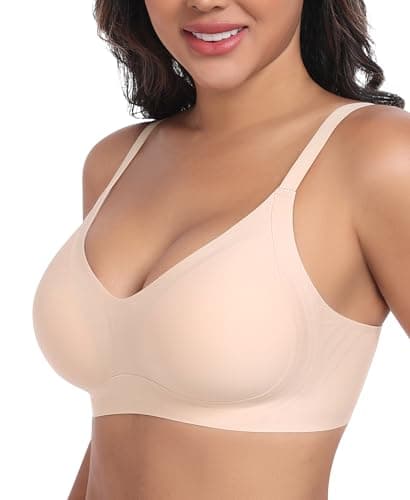 Ganado Bras for Women No Underwire Wireless Push Up Bra Full Coverage Seamless Comfortable Bralettes Nude Large - Image 1