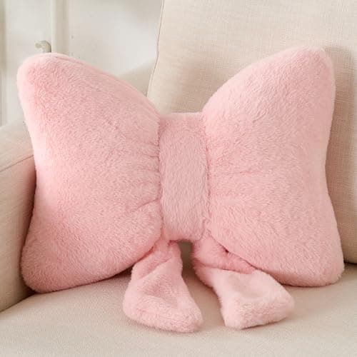XIAIJIA Bow Pillow Decorative Pillows Aesthetic Home Decor Soft Seat Cushions Cute Throw Pillow for Couch Bow Room Decor Pink 12 * 9inch - Image 1