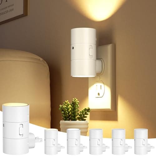 JOFIOS Night Lights Plug Into Wall,3 Color Temperatures LED Night Light Plug in,Dusk to Dawn Sensor,0-100LM Adjustable Brightness,Dimmable Night Lights for Hallway Bathroom Stair Bedroom,White,6 Pack