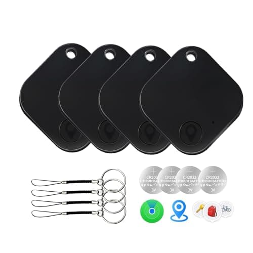 Air Tags-4 Pack Bluetooth Tracker Tag with Extra Battery, Work with Apple Find My (iOS Only, Not for Android), Item Finder for Keys, Backpack, Suitcase, Wallet, Luggage, Black - Image 1
