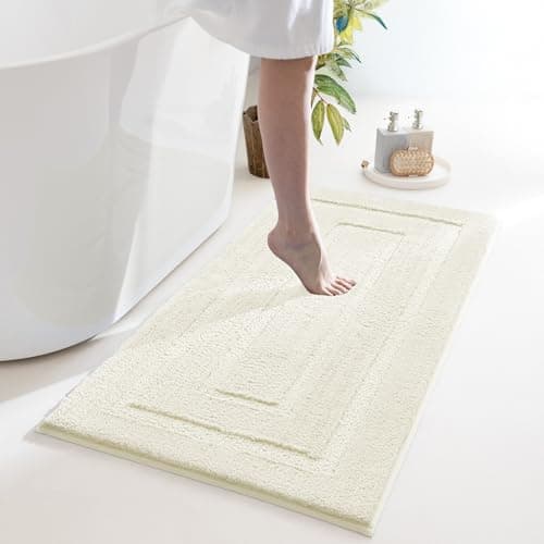 GRANNY SAYS Bathroom Rugs Non Slip, 24" x 48", Bath Rugs for Bathroom Washable, Bath Mats for Floor, Microfiber Bath Mat for Tub, Absorbent Bath Rugs for Shower Room, Ivory - Image 1