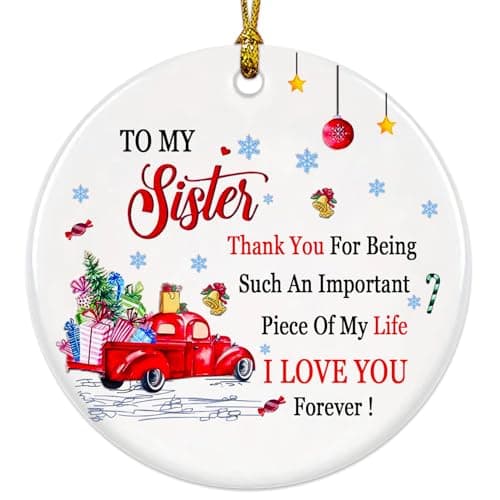 Sister Ornament 2026, Sisters Ornaments for Christmas Tree, Best Friend Ornaments for Women, White Ceramic, Christmas Sister Gifts, Gifts for Sisters - Image 1